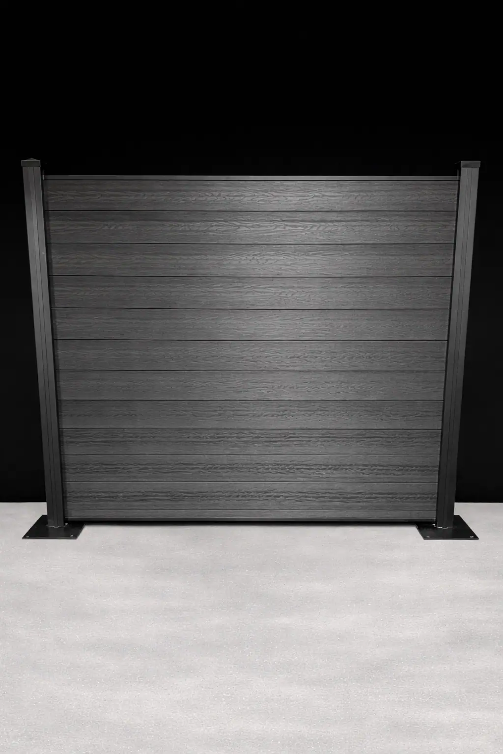 Full Privacy, 6ft, Jet Black, Black Aluminum