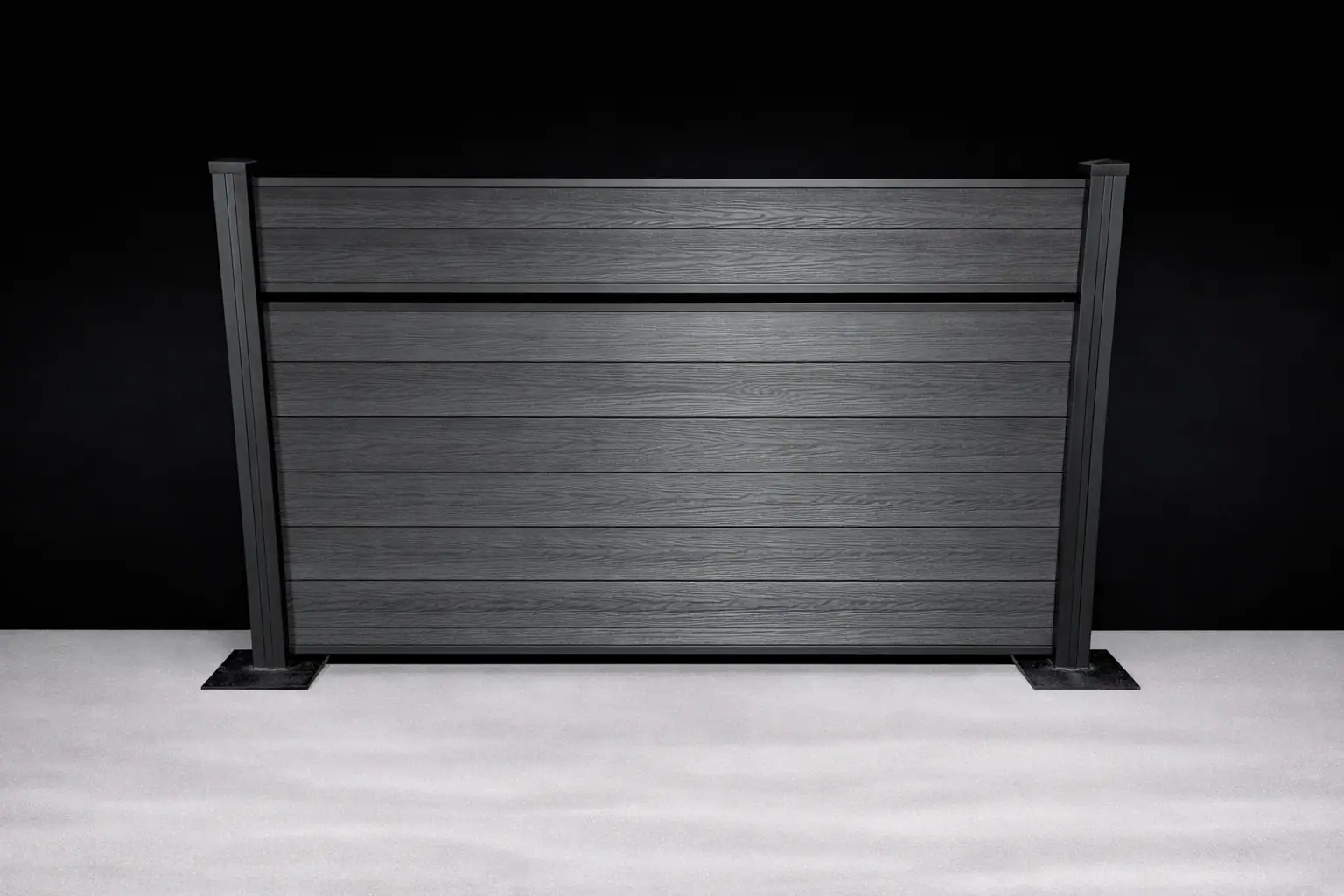 Semi Privacy (single), 4ft, Jet Black, Black Aluminum