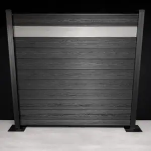 Full Privacy (stripe), 6ft, Jet Black, Black Aluminum