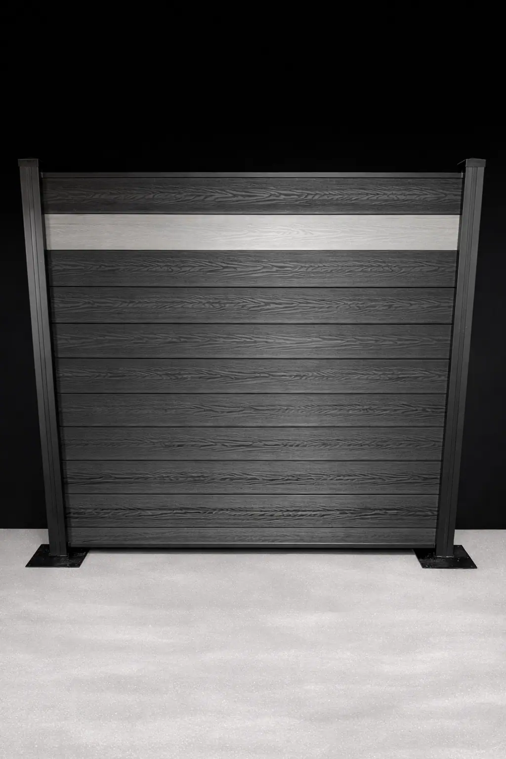 Full Privacy (stripe), 6ft, Jet Black, Black Aluminum