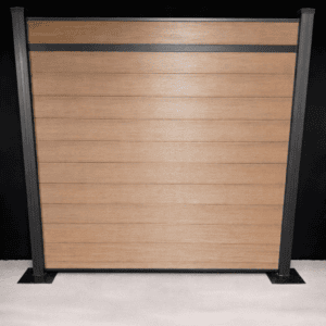 Full Privacy (accent rail), 6ft, Brown, Black Aluminum