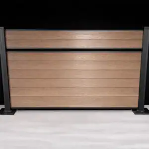 Semi Privacy (single), 4ft, Brown, Black Aluminum