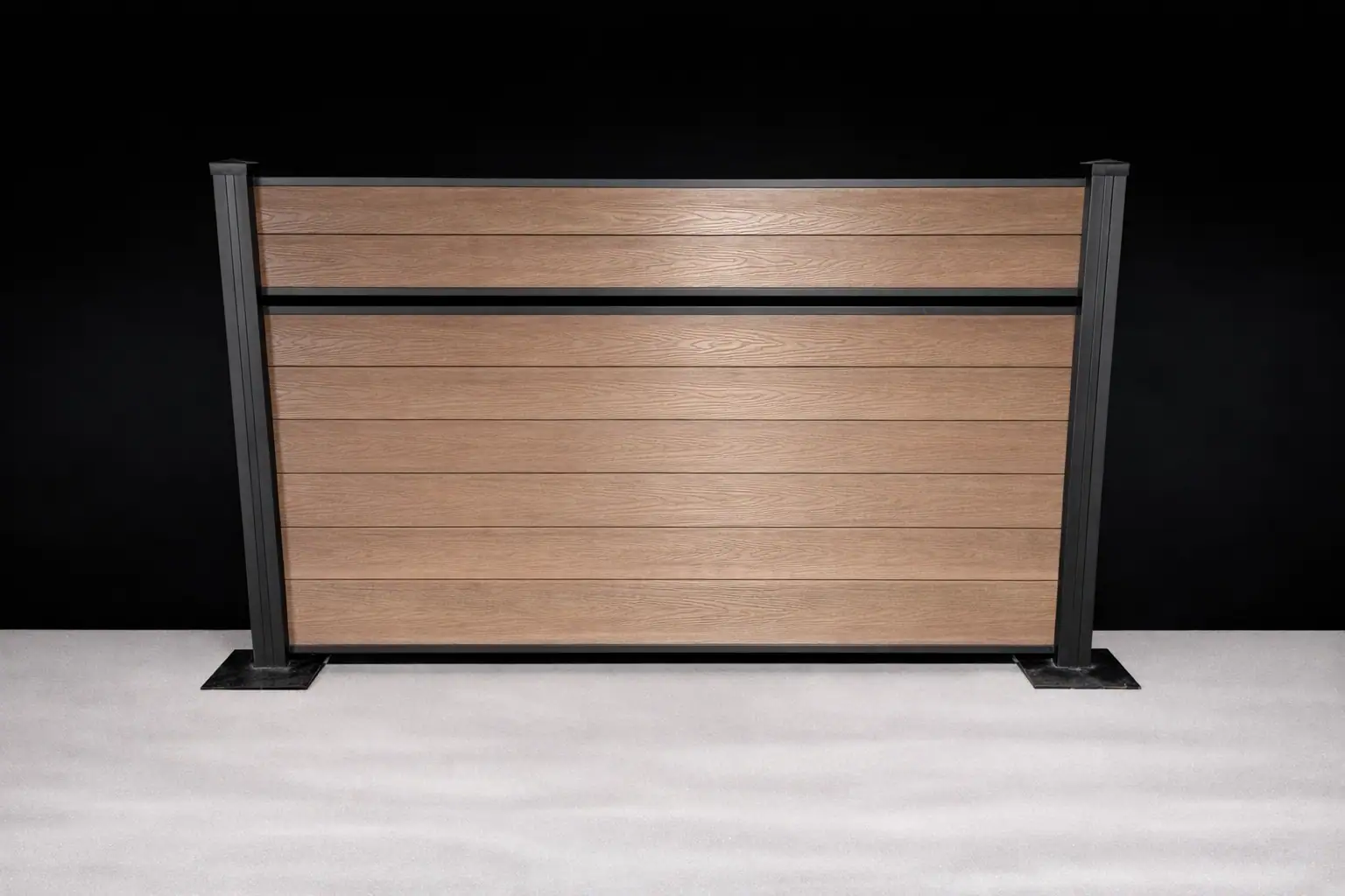 Semi Privacy (single), 4ft, Brown, Black Aluminum