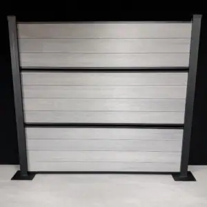 Semi Privacy (dual) 6ft, Medium Grey, Black Aluminum