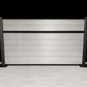 Semi Privacy (single), 4ft, Medium Grey, Black Aluminum