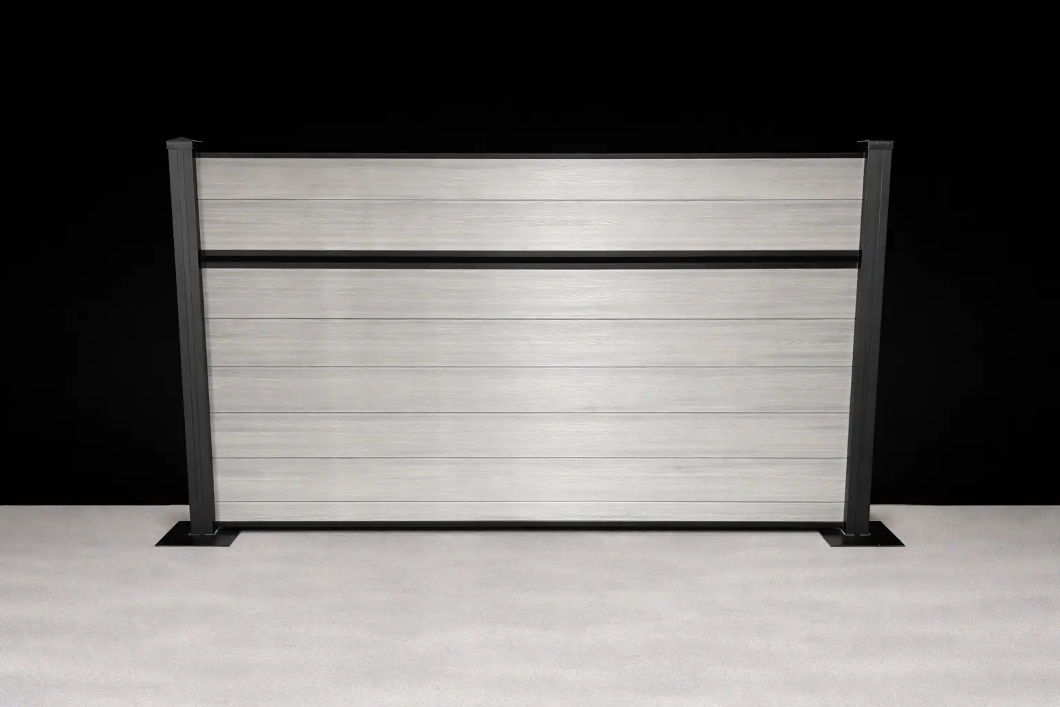 Semi Privacy (single), 4ft, Medium Grey, Black Aluminum