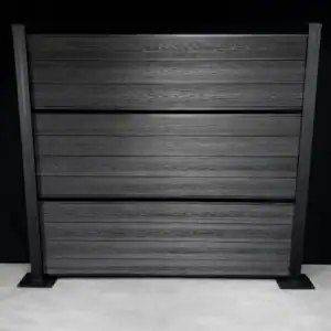 Semi Privacy (dual) 6ft, Jet Black, Black Aluminum