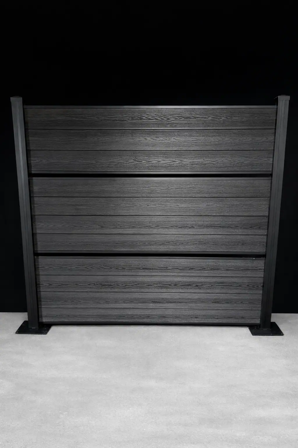 Semi Privacy (dual) 6ft, Jet Black, Black Aluminum