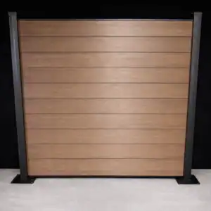 Full Privacy, 6ft, Brown, Black Aluminum