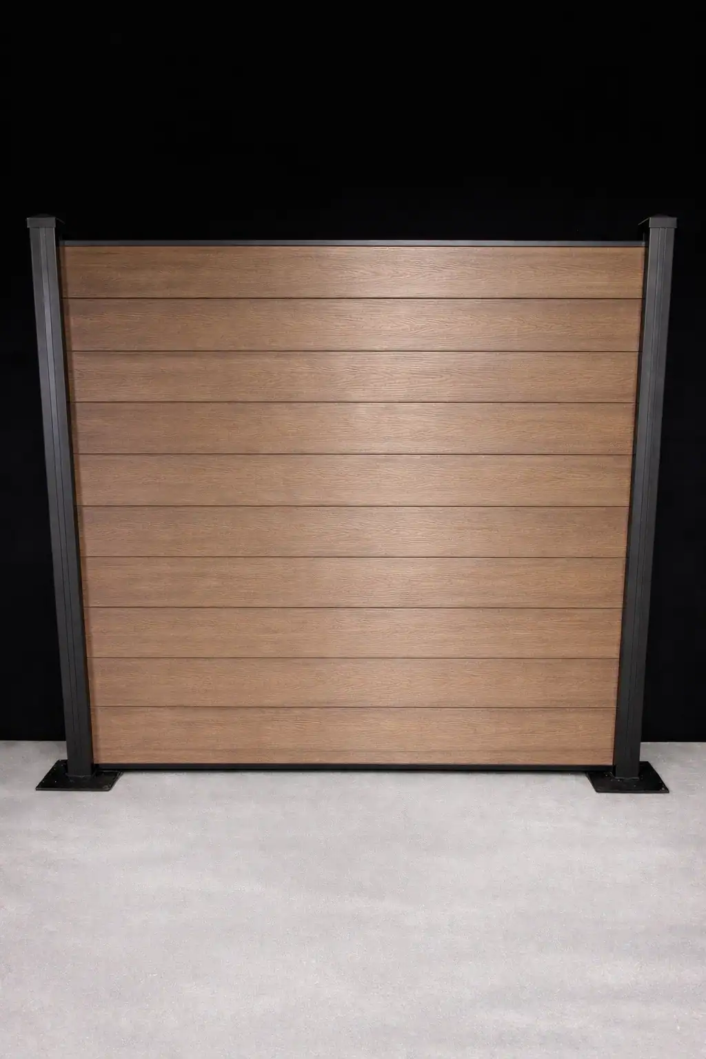 Full Privacy, 6ft, Brown, Black Aluminum