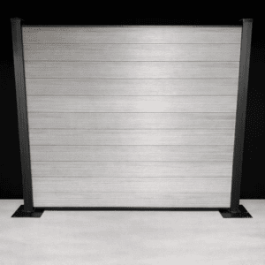 Full Privacy, 6ft, Medium Grey, Black Aluminum