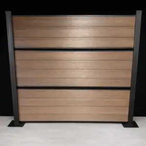 Semi Privacy (dual) 6ft, Brown, Black Aluminum