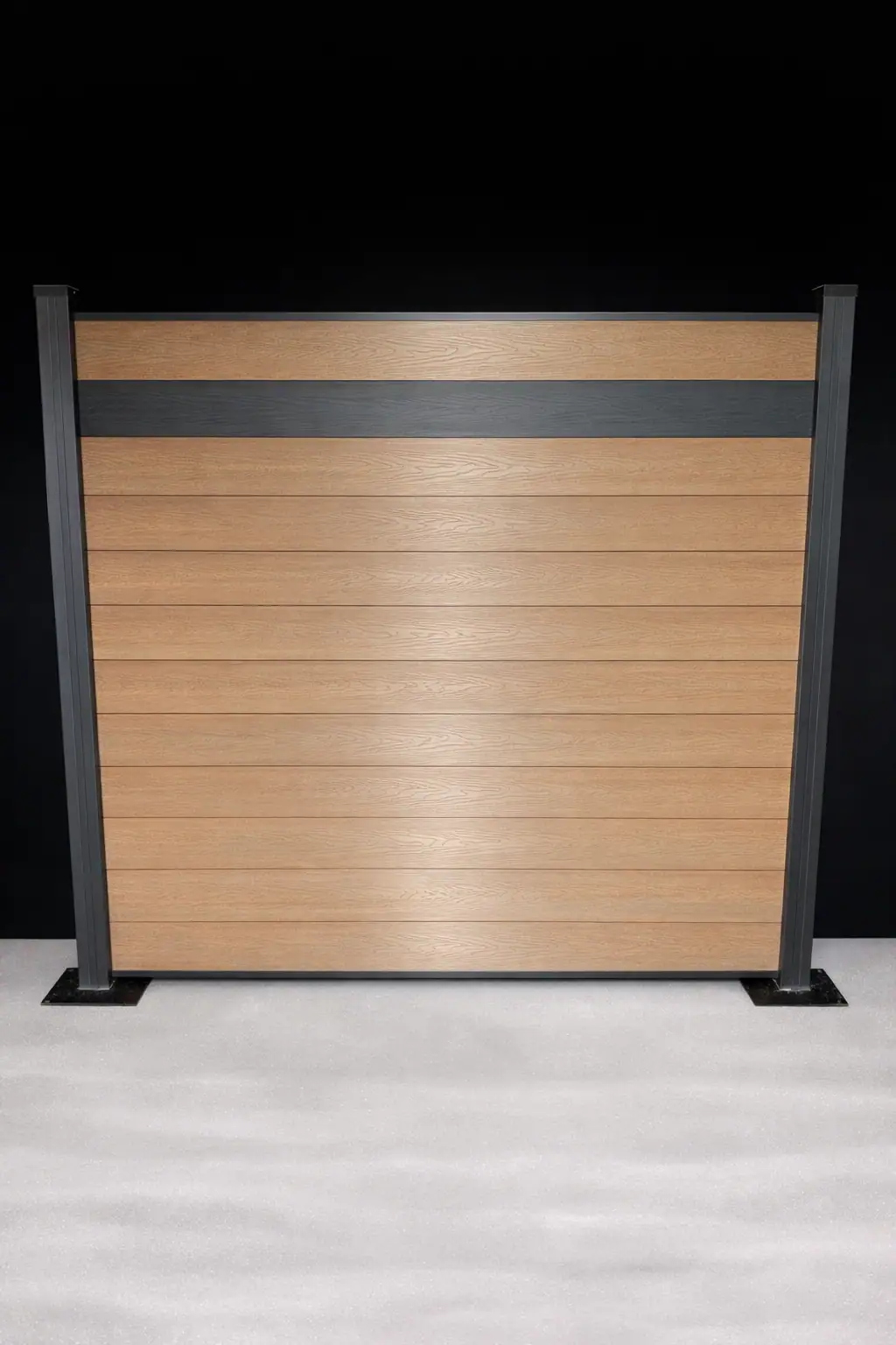 Full Privacy (stripe), 6ft, Brown, Black Aluminum
