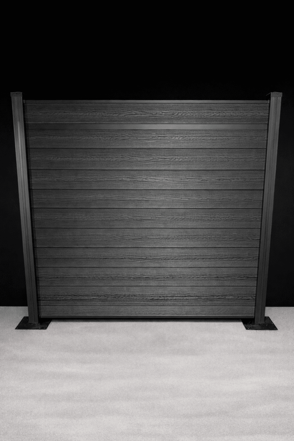 Full Privacy (accent rail), 6ft, Jet Black, Black Aluminum