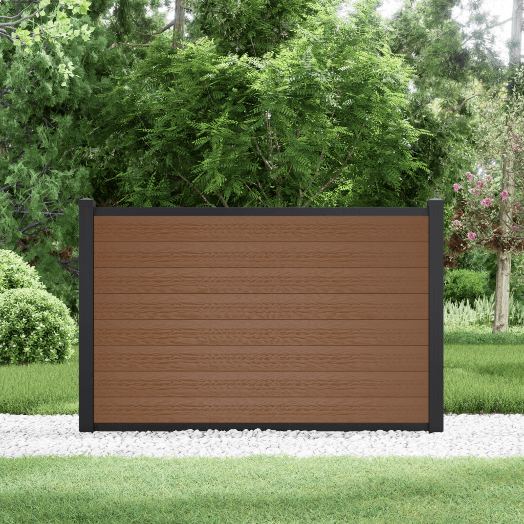 4 ft Brown composite fence, full privacy style