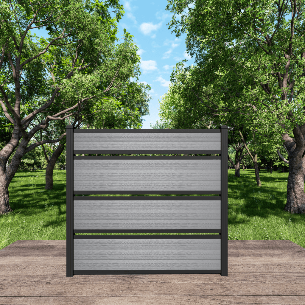6 ft Storm Grey composite fence, triple semi-private style