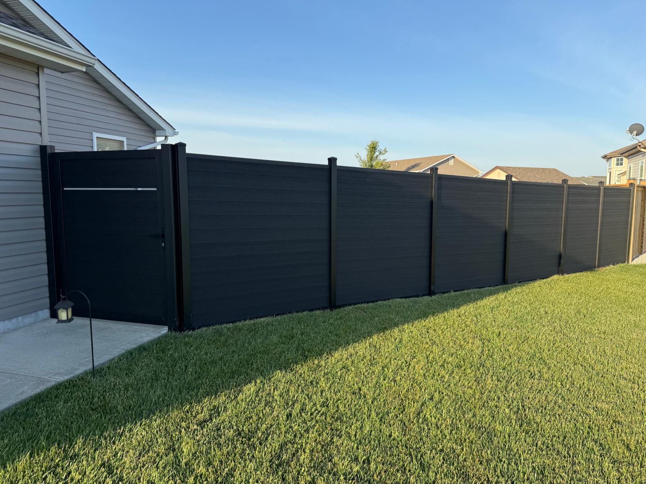 6ft tall jet black composite fence in st louis